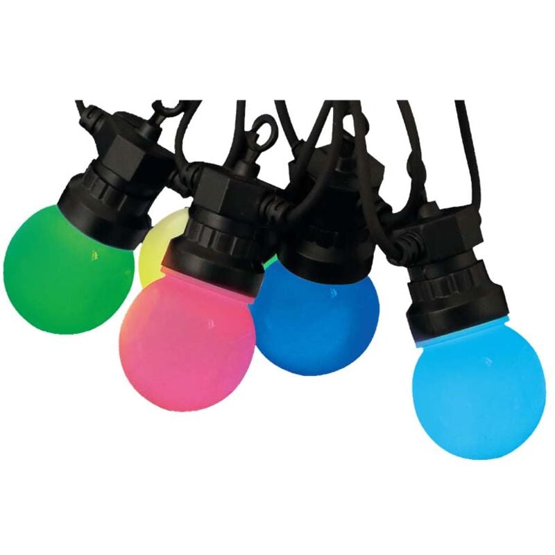foto del prodotto v tac catenaria 13mt rgb multicolore con 15 lampadine mini globo led 150.5w con telecomando e adattatore ip44 23159