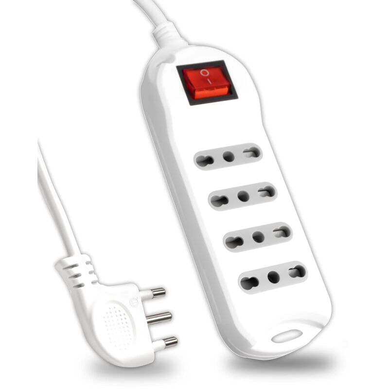 foto del prodotto v tac ciabatta multipresa elettrica con interruttore e cavo da 1,5 metri 4 prese 10 16a bipasso 2p t con spina 16a presa elettrica per casa,