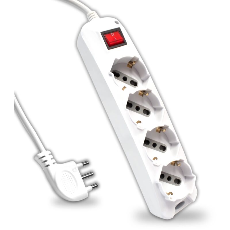 foto del prodotto v tac ciabatta multipresa elettrica con interruttore e cavo da 1,5 metri 4 prese 10 16a bipasso shuko spina 16a presa elettrica per casa,