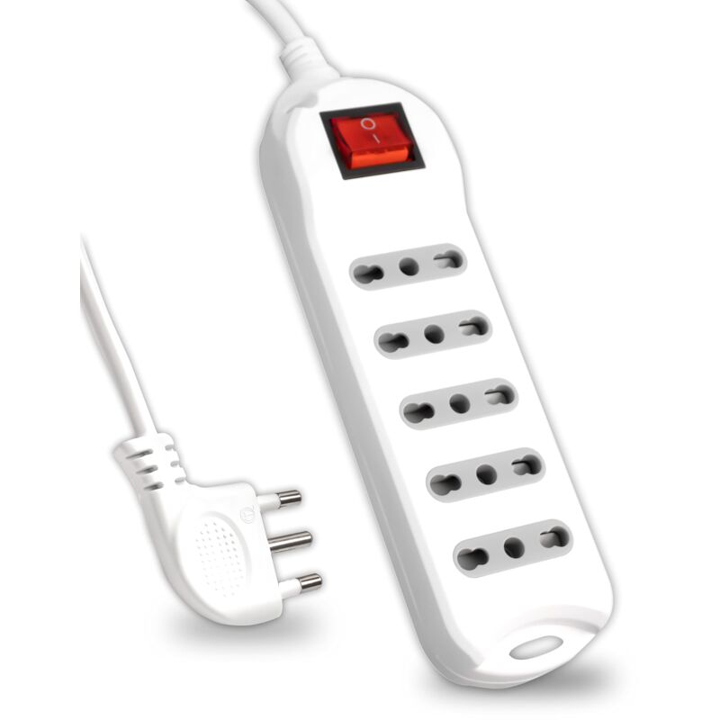 foto del prodotto v tac ciabatta multipresa elettrica con interruttore e cavo da 1,5 metri 5 prese 10 16a bipasso 2p t con spina 16a presa elettrica per casa,