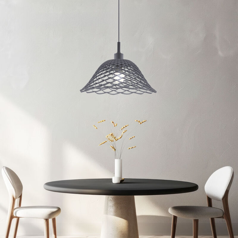 foto del prodotto v tac design soffitto pendolo lampada a sospensione cucina sala da pranzo illuminazione treccia rotonda grigio