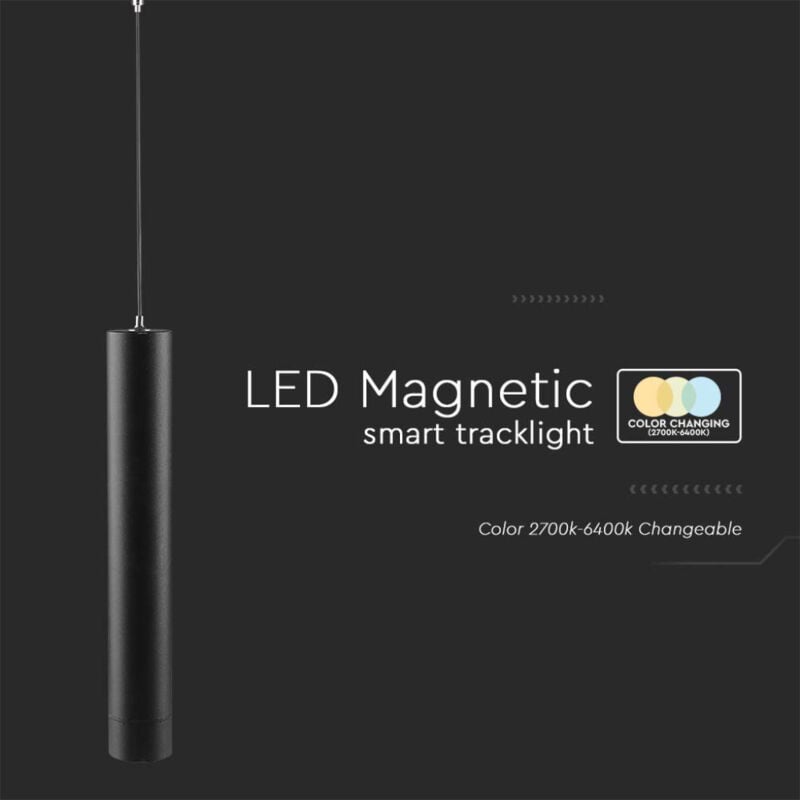 foto del prodotto v-tac faretto led binario magnetico 8w 48v 3in1 ip20 cri90 h146cm alexa/google