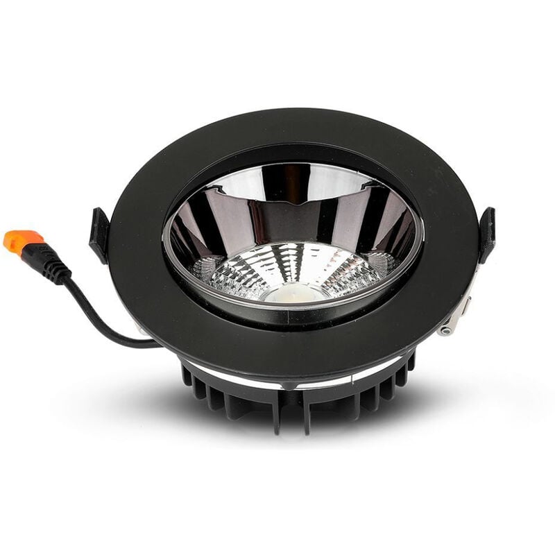 foto del prodotto v tac faretto led chip samsung da incasso rotondo led cob 30w riflettore orientabile colore nero bianco naturale
