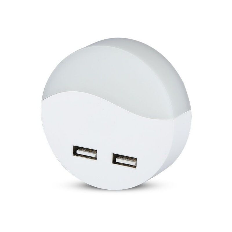 foto del prodotto v tac faretto led lampada segnapasso notturna rotondo 0,45w con sensore crepuscolare e usb colore bianco 6054,5 mm 4000k ip20 sku 506