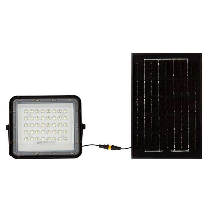 foto del prodotto v tac faro led con telecomando e pannello solare 6w 6400k ip65 nero