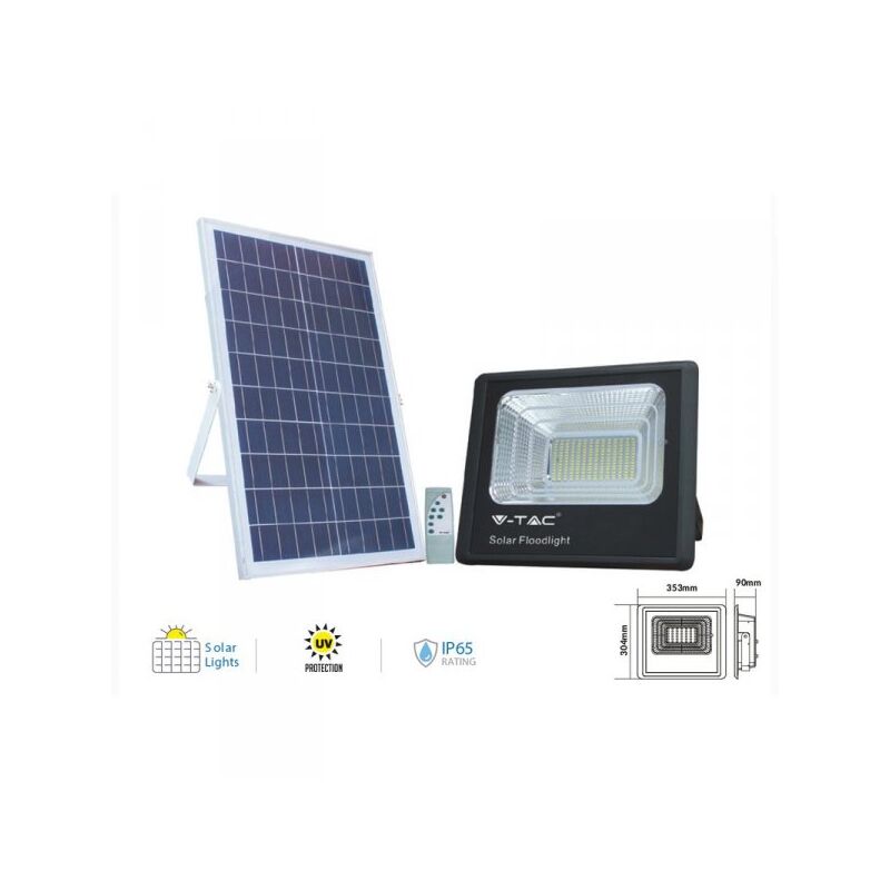foto del prodotto v tac faro led flood light con pannello solare 200w freddo 6000k ip65 telecomando incluso sku 94026