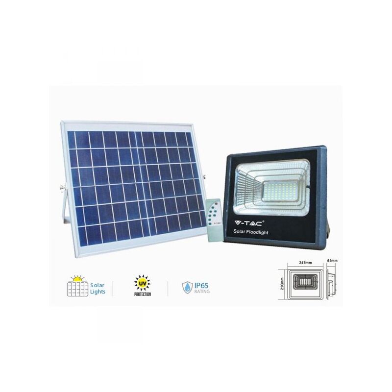 foto del prodotto v tac faro led flood light con pannello solare 40w freddo 6000k ip65 telecomando incluso sku 94008