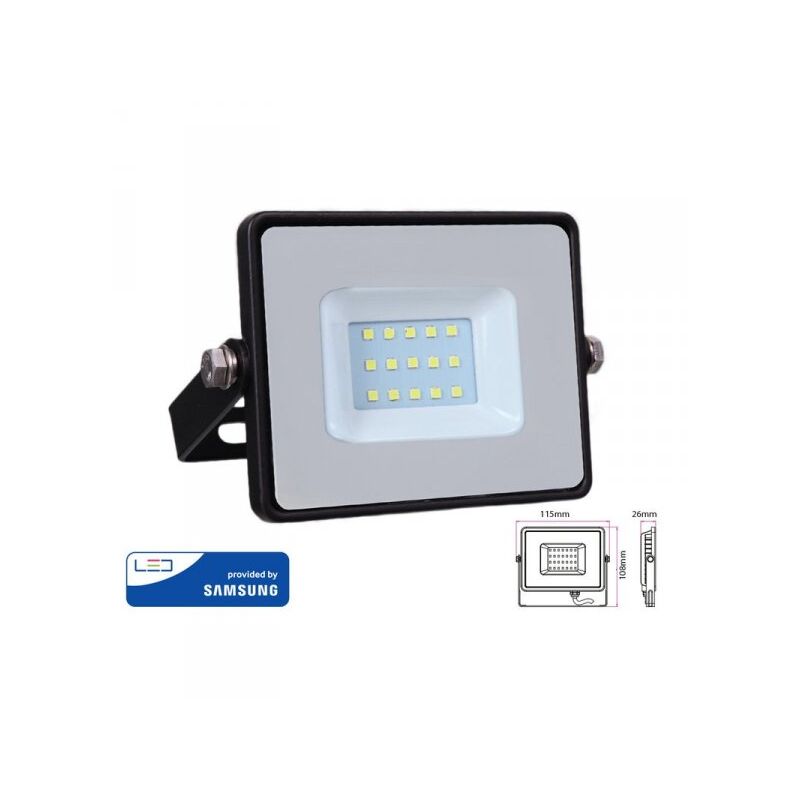 foto del prodotto v tac faro proiettore led flood light 10w bianco neutro carcassa nera chip samsung garanzia 5 anni sku 425