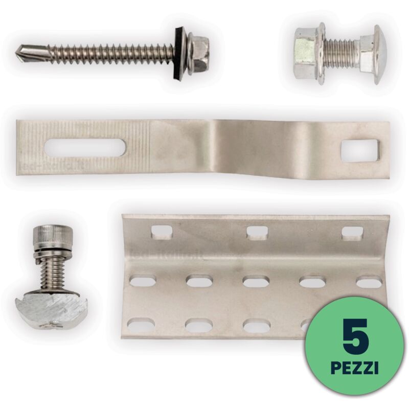 foto del prodotto v-tac - ganci regolabili per fissaggio pannelli fotovoltaici su tetto in cemento 5pz