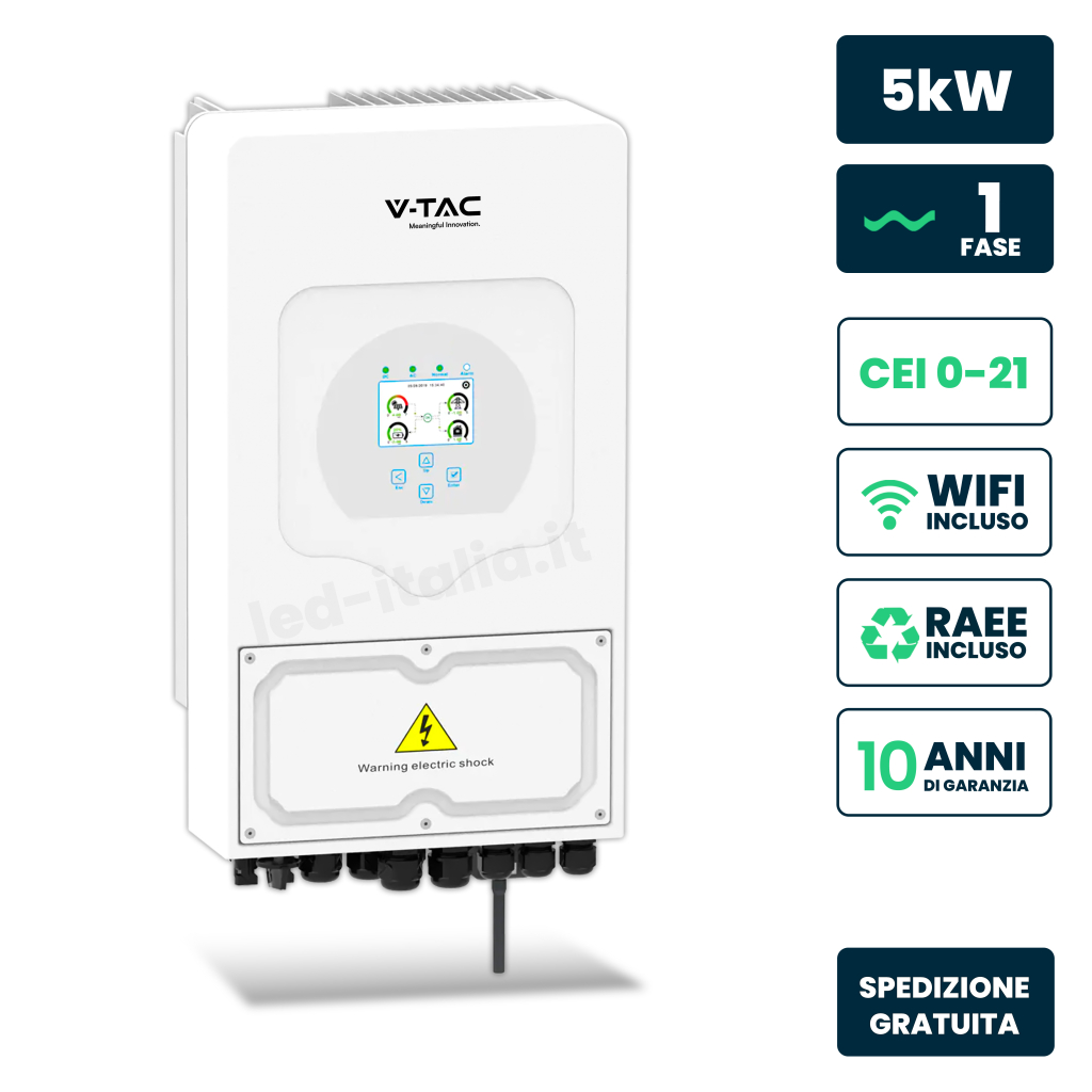 foto del prodotto v tac inverter fotovoltaico deye monofase ibrido on grid off grid 5kw wifi