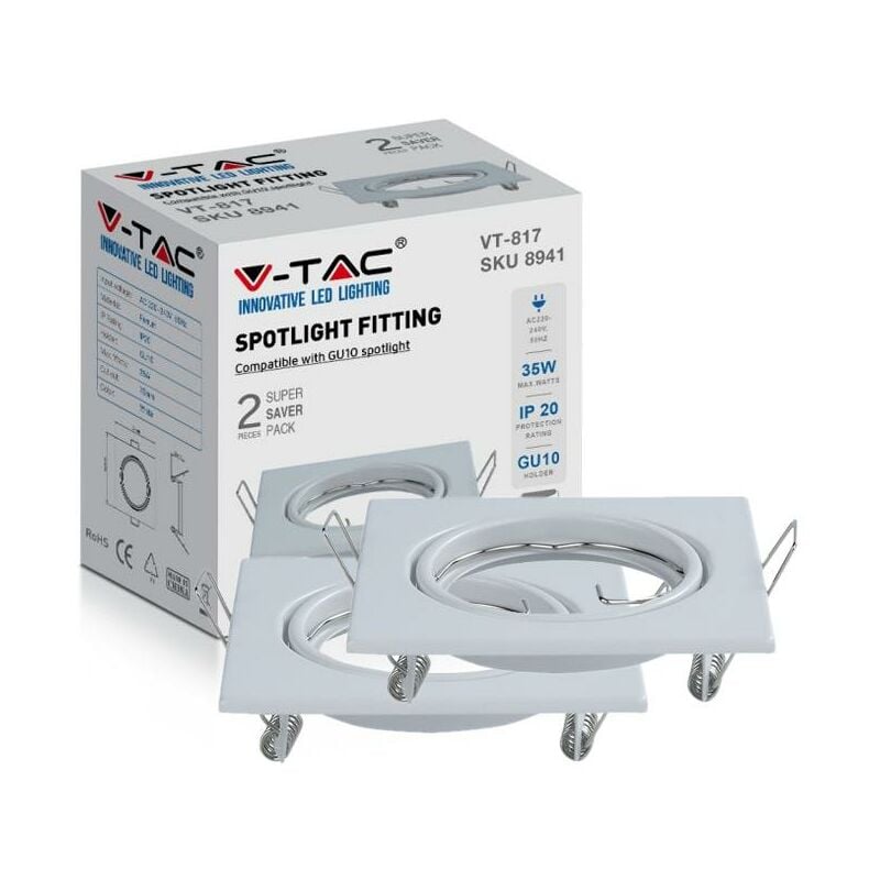 foto del prodotto v tac kit 2 portafaretti bianchi gu10 quadrati vt 817 8941