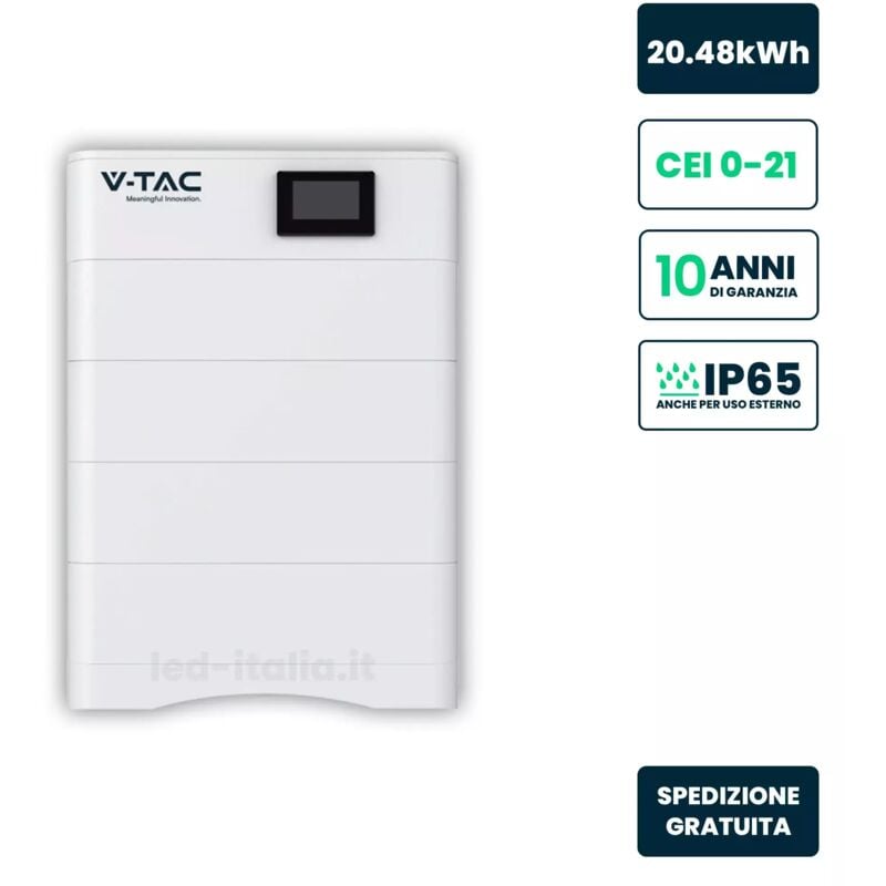 foto del prodotto v-tac - kit 4 moduli accumulo alta tensione 20.48kwh lfp 100ah 204.8v ip65