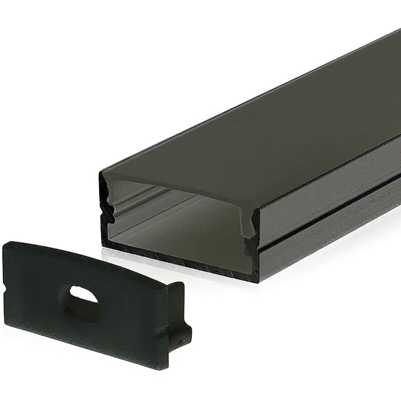 foto del prodotto v tac kit di montaggio per strisce in alluminio con diffusore nero 2000x23.5x10mm