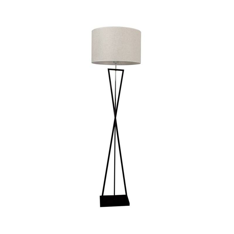 foto del prodotto v tac lampada da terra di design e27 interruttore in metallo nero con paralume in avorio