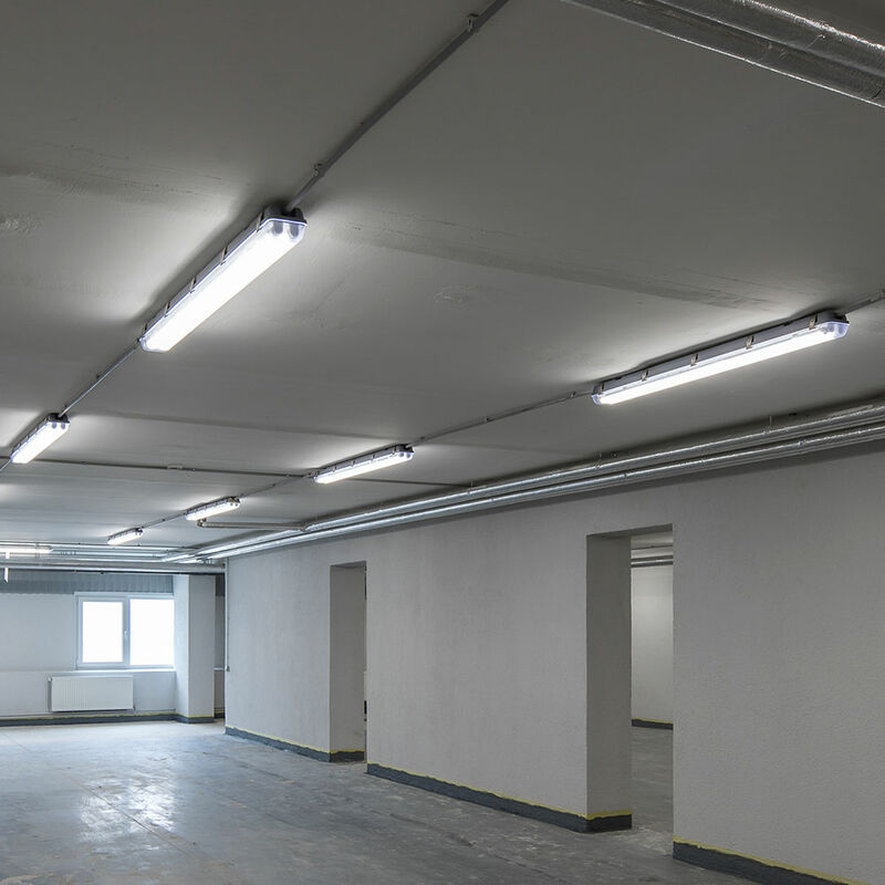 foto del prodotto v tac lampada diffusa per ambienti umidi plafoniera led lampada da garage a led per ambienti umidi tubo led, collegamento in serie, protetto contro