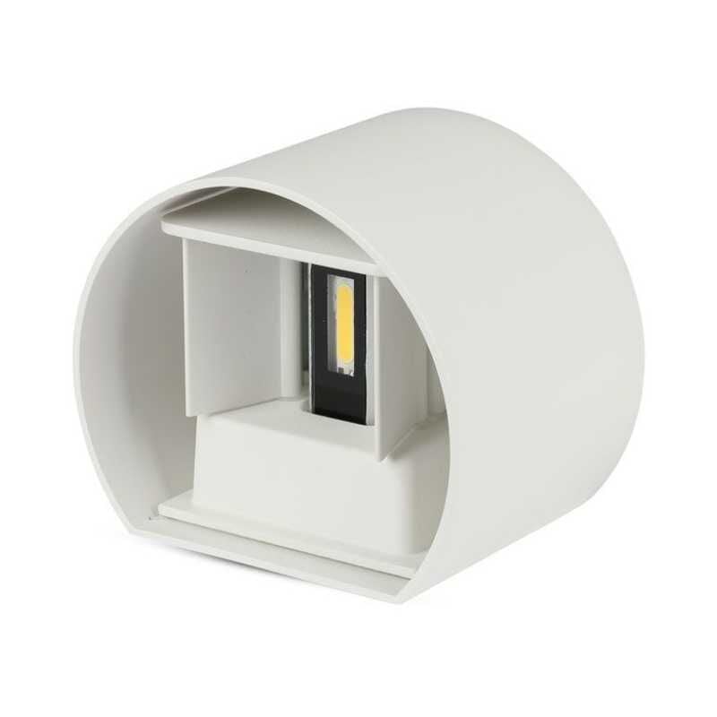 foto del prodotto v tac lampada led 6w da parete semicerchio 110lm w corpo bianco satinato doppio fascio luce bianco caldo 3000k sku 217082