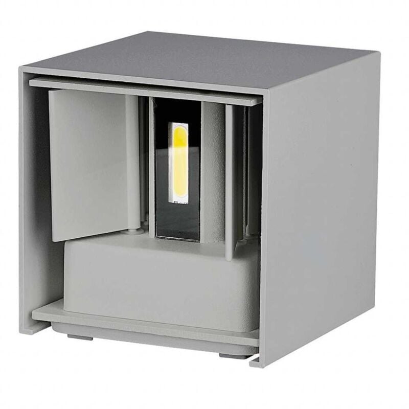 foto del prodotto v-tac lampada led da muro quadrata doppio led cob 5w grigio satinato fascio luminoso regolabile bianco naturale ip65