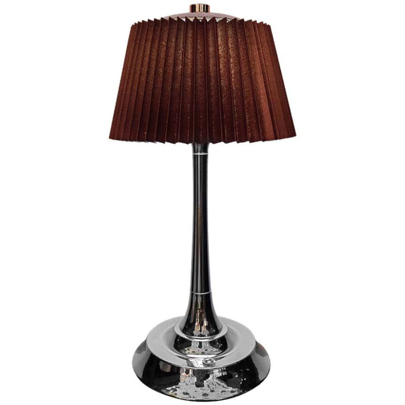 foto del prodotto v tac lampada led da tavolo 1.5w touch dimmerabile 3in1, marrone cromato con batteria ricaricabile usb c 23358