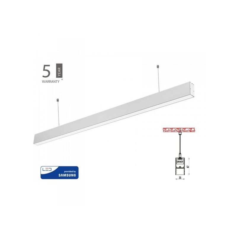foto del prodotto v tac lampada led lineare a sospensione slim 120cm 40w corpo bianco neutro 4000k allungabile chip samsung sku 21376