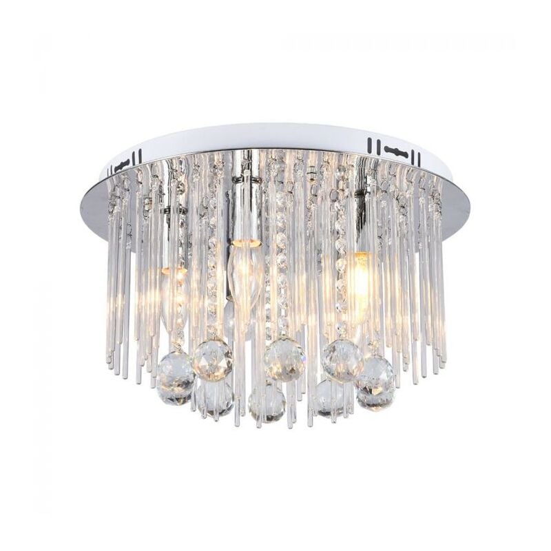 foto del prodotto v tac lampadario da soffitto design a cristalli con portalampade e14x5 colore argento h400xd240mm 23359
