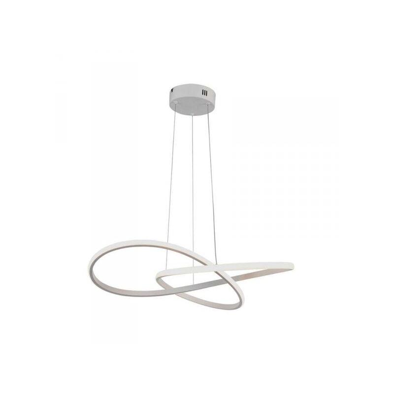 foto del prodotto v tac lampadario led a sospensione 20w 2540lm design moderno doppi anelli incrociati 500mm colore bianco 3000k sku 8013