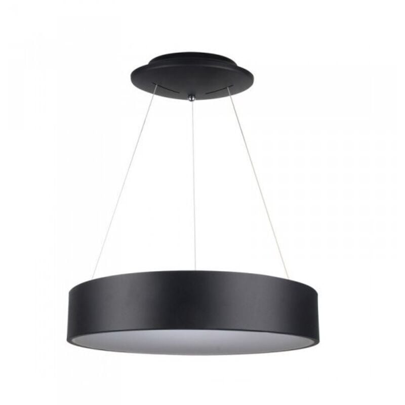 foto del prodotto v-tac lampadario led a sospensione circolare 30w in metallo colore nero d 60cm h 120cm bianco caldo