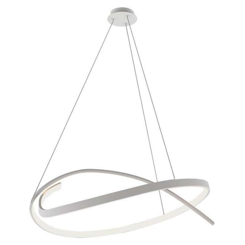 foto del prodotto v tac lampadario led a sospensione circolare 48w in metallo colore bianco 80120cm 3000k triac dimmerabile