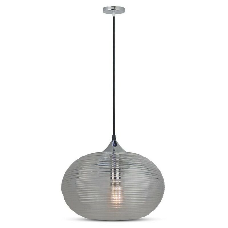 foto del prodotto v tac lampadario led sfera in vetro ondulato e metallo portalampada e27 max 60w 