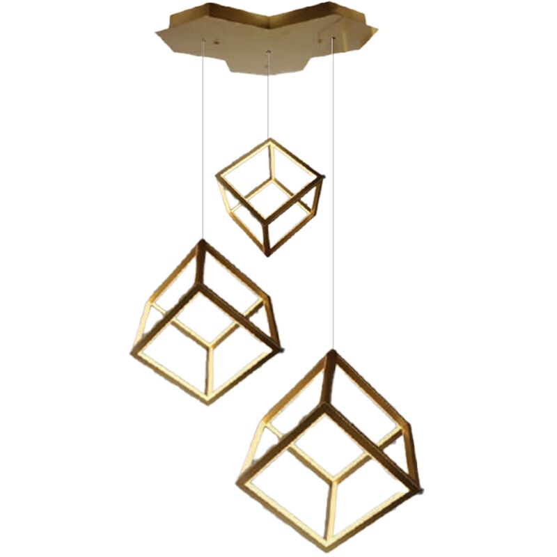 foto del prodotto v-tac lampadario led sospensione 3 cubi 46w moderno decorativo 5648.5156cm oro