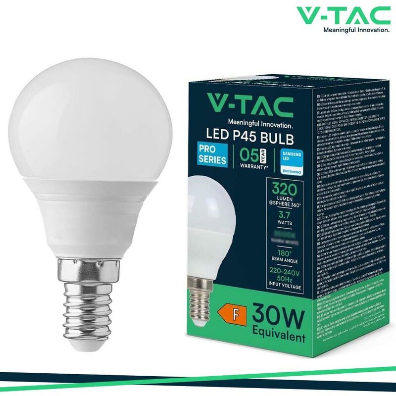 foto del prodotto v tac lampadina led chip samsung e14 3.7w p45 bianco naturale