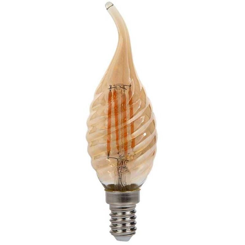 foto del prodotto v tac lampadina led e14 4w candela a fiamma tortiglione filamento ambrato bianco caldo