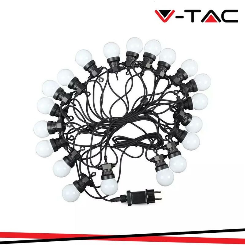 foto del prodotto v tac led string light 10m. 20 x 0.5w eu lampadine 3000k luce calda