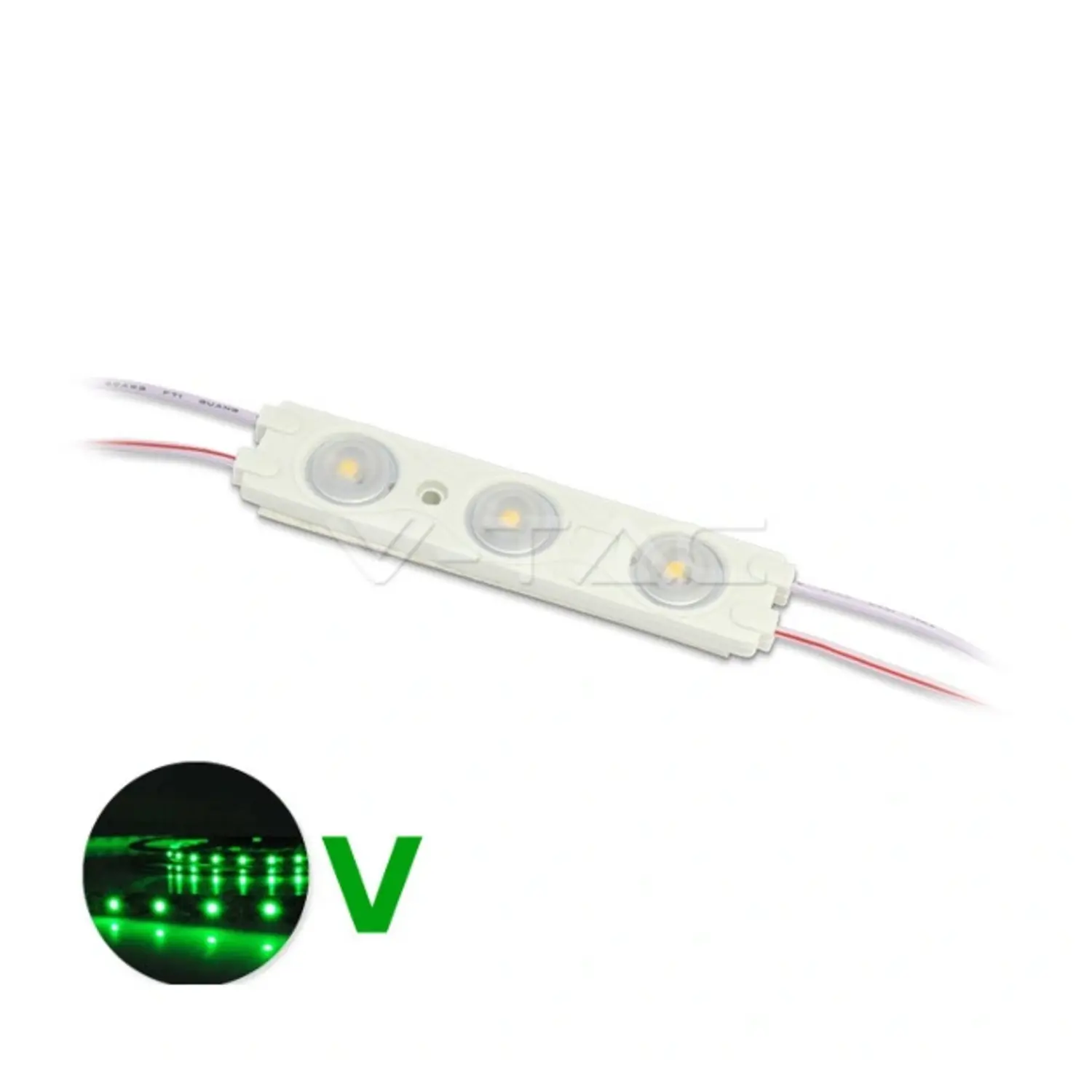 foto del prodotto v-tac modulo 3 led impermeabile insegne strip led ip67 stagno 1,50 watt luce verde