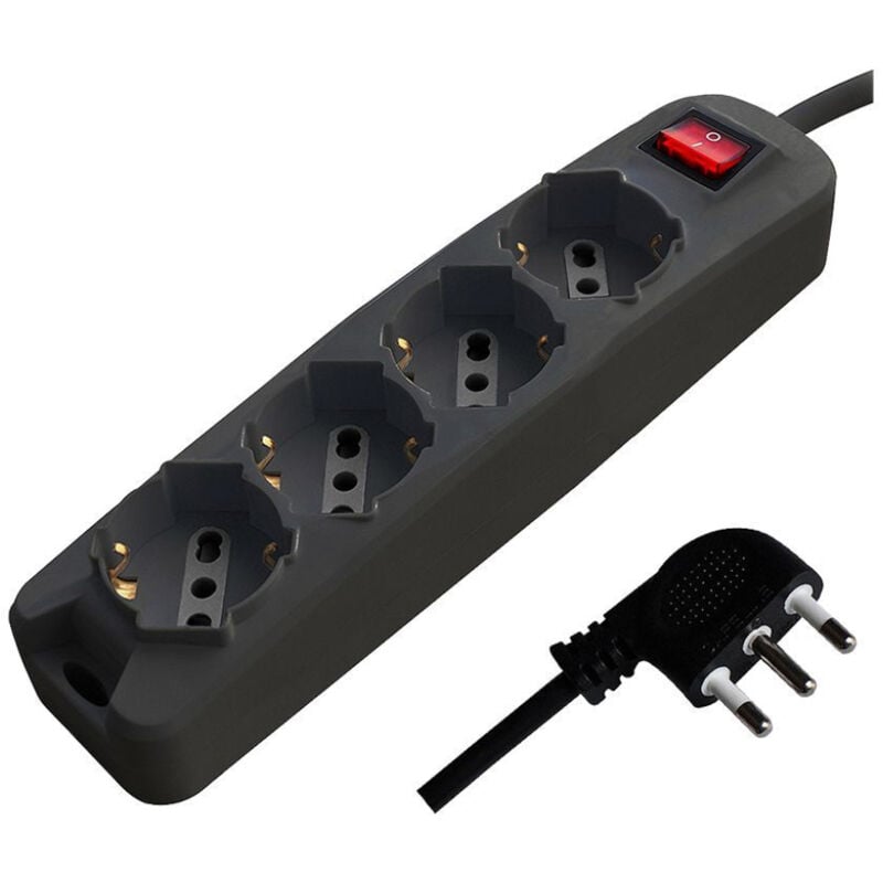 foto del prodotto v tac multipresa 4 prese 10 16a bipasso schuko 45 interruttore cavo 1.5m spina 16a