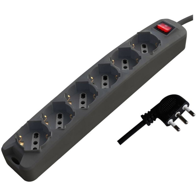 foto del prodotto v tac multipresa 6 prese 10 16a bipasso schuko 45 interruttore luminoso cavo 1.5m