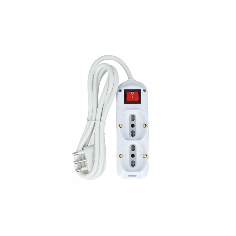 foto del prodotto v tac multipresa ciabatta elettrica 6 posti con 4 prese 2p t 10 16a bipasso 2 prese 10 16a schuko con interruttore cavo 1,5 metri sku 8734