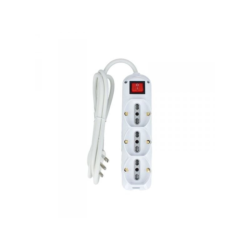 foto del prodotto v tac multipresa ciabatta elettrica 9 posti con 6 prese 2p t 10 16a bipasso 3 prese 10 16a schuko con interruttore cavo 1,5 metri sku 8735