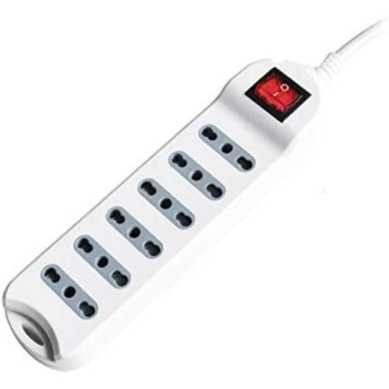 foto del prodotto v-tac - multipresa con interruttore luminoso 6 prese 10 16a bipasso con attaco a parete colore bianco 8742