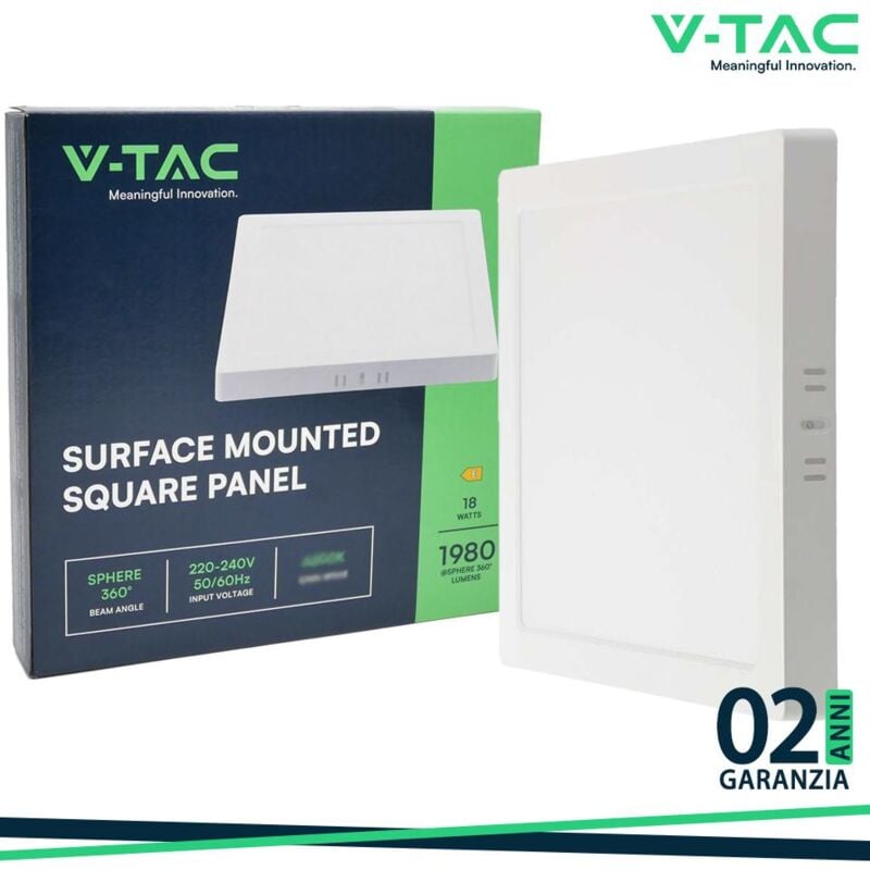 foto del prodotto v tac pannello led 18w montaggio a plafone quadrato colore bianco bianco freddo