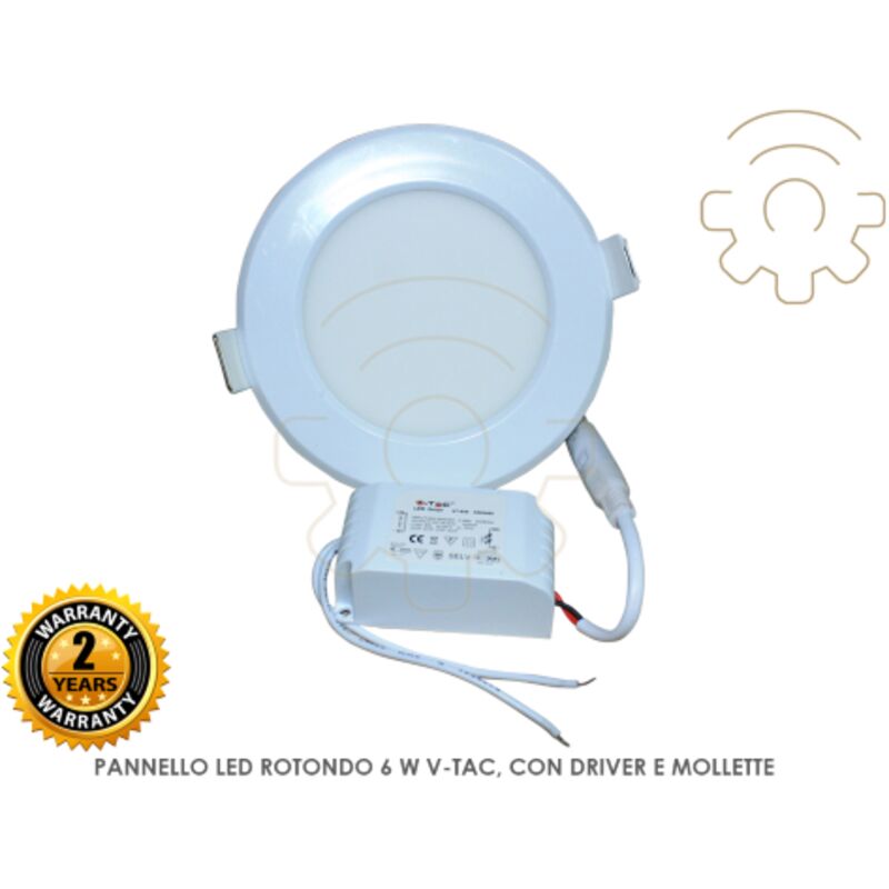 foto del prodotto v tac pannello led tondo 6w luce bianco freddo 6000k incasso cartongesso con driver per interno circolare rotondo