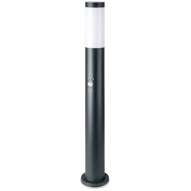 foto del prodotto v tac piantana led da giardino 80cm in acciaio inox con portalampada e27 sensore di movimento ip44 colore grigio 8966