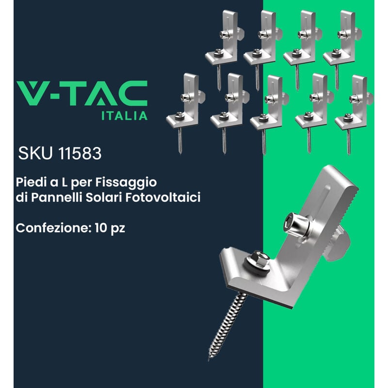foto del prodotto v tac piedi a l per fissaggio di pannelli solari fotovoltaici 10pz
