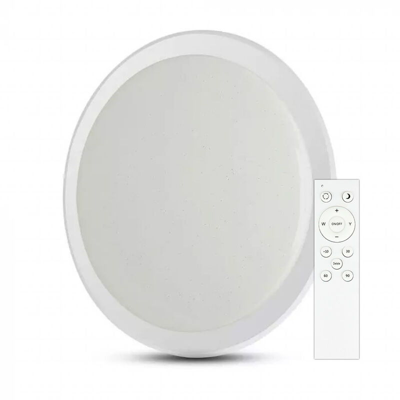 foto del prodotto v tac plafoniera led 60w telecomando cct 3in1 effetto stellato 565x75mm dimmerabile