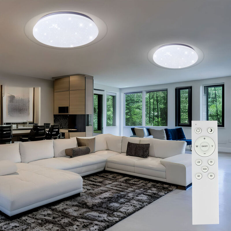 foto del prodotto v tac plafoniera led dimmerabile con telecomando lampada da cucina plafoniera effetto cielo stellato, luce notturna timer, 40w 2800lm bianco