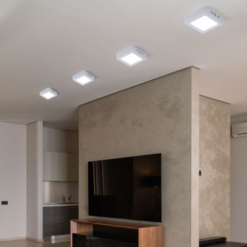foto del prodotto v tac plafoniera led lampada da soggiorno lampada da corridoio lampada da parete quadrata per cucina, plastica bianca, 6w 660lm 6500k bianco