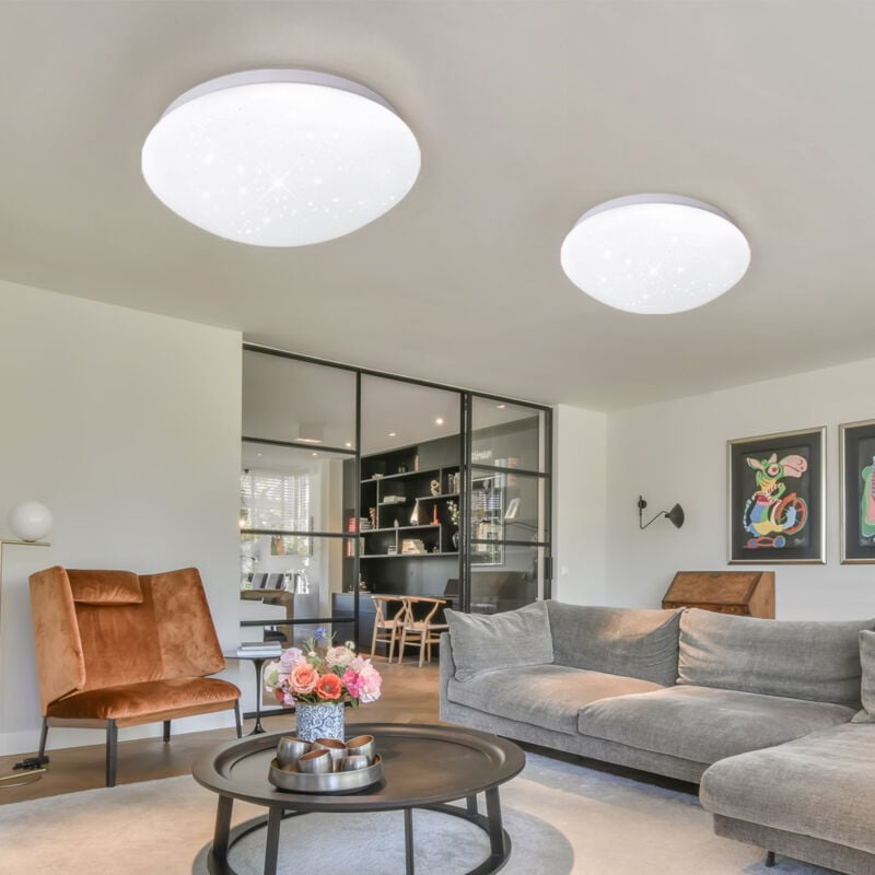 foto del prodotto v tac plafoniera led, plafoniera, luce soggiorno, luce cucina, cielo stellato, metallo plastica, bianco, 12 watt 840 lumen bianco neutro, p x a 26