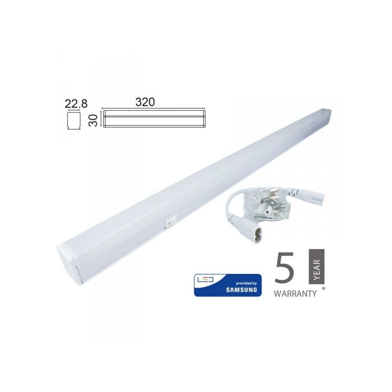 foto del prodotto v tac plafoniera tubo led t5 30cm 4w freddo 6400k lineare raccordabile allungabile chip smd samsung sku 21691