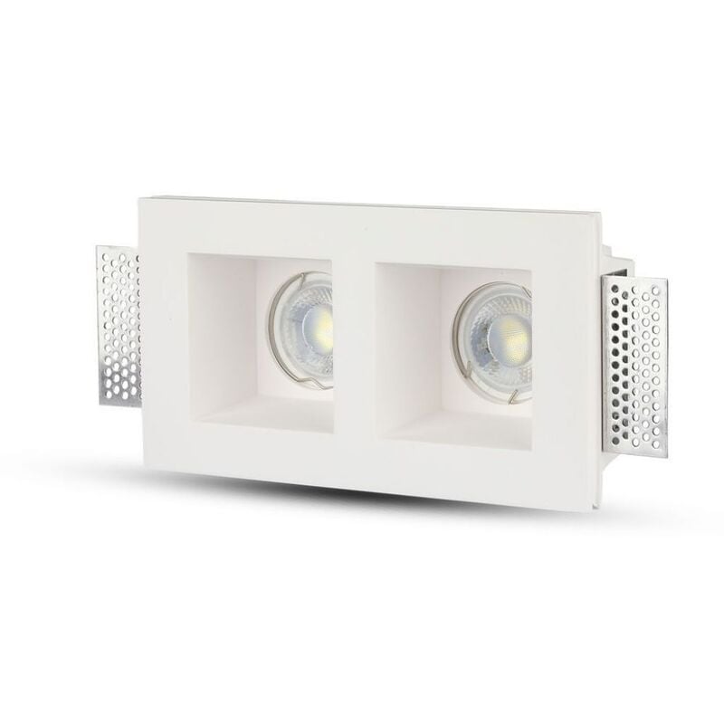foto del prodotto v tac portafaretto led da incasso quadrato 2gu10 e gu5.3 mr16 corpo in gesso bianco
