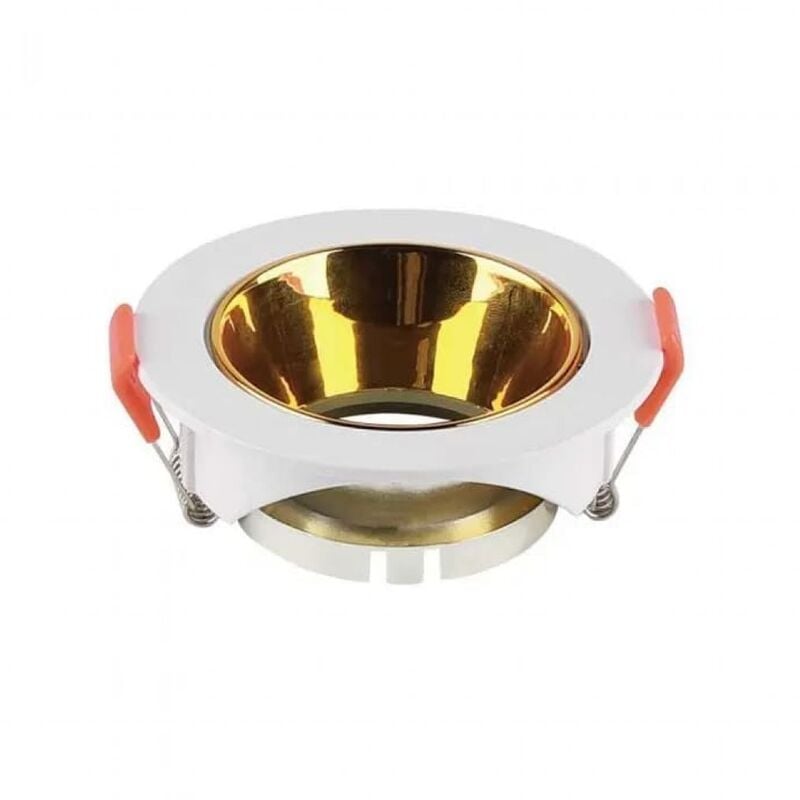 foto del prodotto v tac portafaretto led da incasso rotondo gu10 corpo bianco riflettore oro