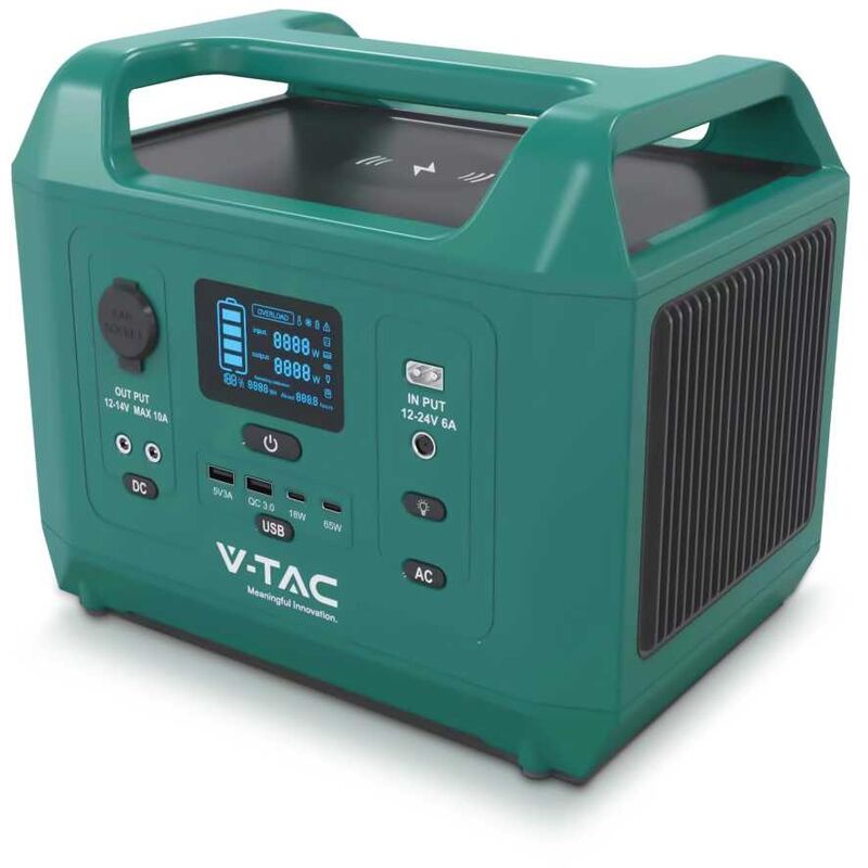 foto del prodotto v tac power station portatile 600w accumulatore lifepo4 e generatore corrente potenza massima 1000w prese eu